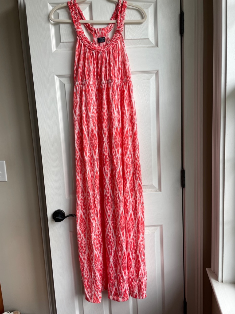 Faded Glory Coral and White Braided Strap Dress M